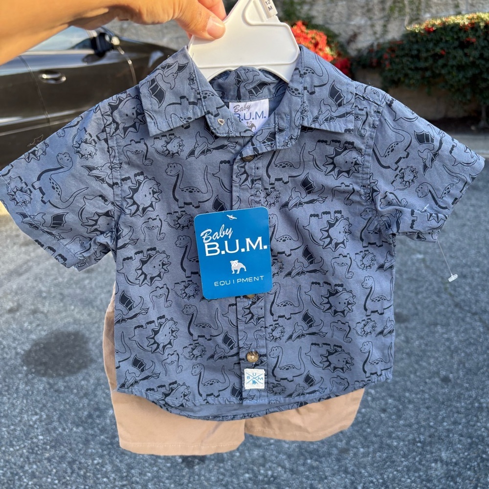 Vintage 90’s Baby BUM Equipment 2-pc Dinosaur Print Toddler Size 12months New